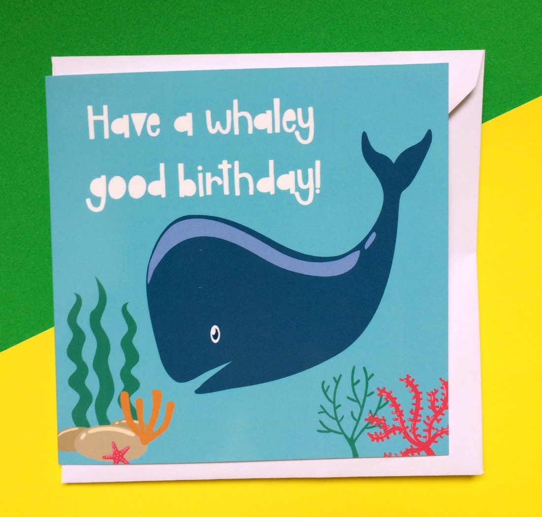 whale birthday card pun birthday cards kids birthday card