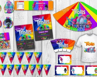 Trolls Party Package, Trolls Printable kit, Trolls Party Supplies, Trolls Printable, Trolls decoration, Trolls Birthday Kit - ONLY FILES