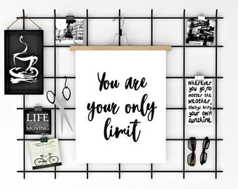You are your only limit, Cubicle decor, Inspirational quote, Printable quote art, Motivational gift, Workspace decor, Cubicle printable