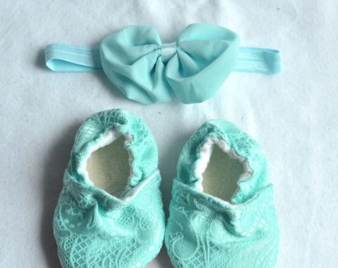 newborn headband and baby shoes set newborn photo prop baby girl headband with booties cotton baby lace shoes chiffon bow photography props