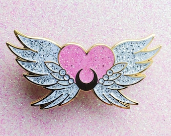SECONDS SALE - Eternal Sailor Moon - lapel enamel pin glitter kawaii anime manga cute glitter sparkle lolita fairy kei pastel pink