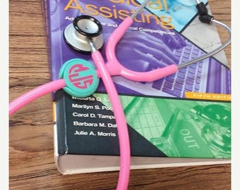 ON SALE Monogram Stethoscope Name Tag ID Covers - Stethoscope Id Covers - Nurse Id Covers - Nurse Monograms - Nurse Gift - Monogram Stethosc