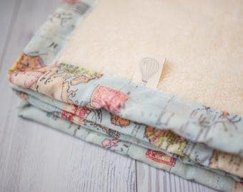 Welcome to the World Blanket, Baby Blanket, World Map, Minky Blanket, Travel Theme Nursery, New Baby Gift, Baby Shower Gift, Adventure Theme