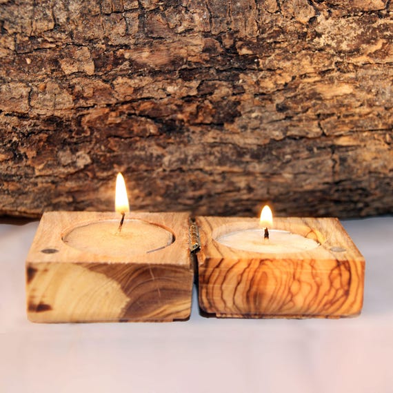 Olive Wood HandCrafted Traveling Shabbat Candlesticks