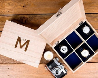 Sale Adventure Alphabet Personalised Watch Box - Gift For Him - Gift for Her - Gift for Husband - Father's Day Gift - Watch Storage - Father
