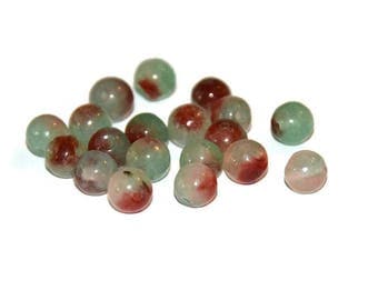 10 green and Burgundy 6mm natural jade beads