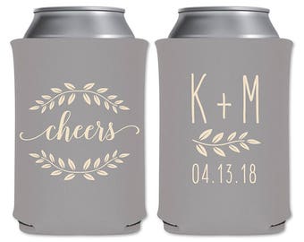 Wedding Can Coolers Beverage Insulators Custom Wedding Favors | Cheers (Style 1) | Can Holders/Beer Holders/Huggies | READ DESCRIPTION