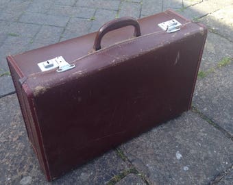 Old vintage 1950's luggage case briefcase hipster retro 1960's 1930's satchel antique rustic shabby chic