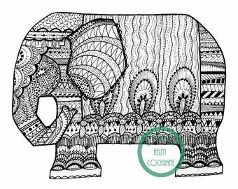 Zentangle elephant | Etsy