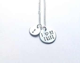 I Love My Tribe hand stamped necklace