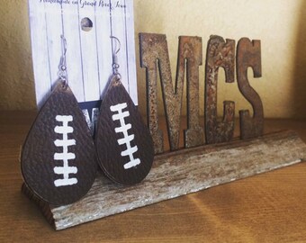 Leather earrings- football or baseball