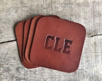 CLE Leather Coasters - Set of 4