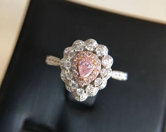017 carat pink diamond engagement ring pink stone engagement ring pink stone ring pear diamond ring - Pink Diamond Wedding Rings 017 carat pink diamond engagement ring pink stone engagement ring pink stone ring pear diamond ring - Pink Diamond Wedding Rings