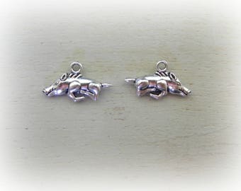 2 boar 13 * 22 mm silver metal charms