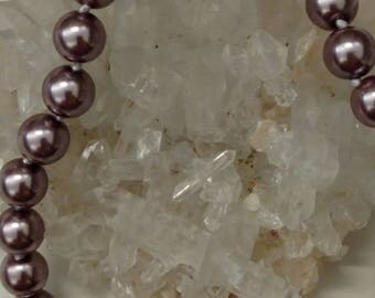 CLEARANCE * 8 mm Chunky Mauve Pearl Necklace 18in
