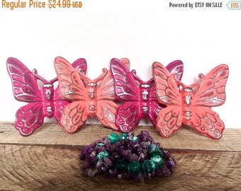ON SALE Cast Iron Butterfly Set - Butterfly Wall Decor - Garden Nursery Decor - Princess Nursery - Wall Butterflies - Metal Butterfly Wall A