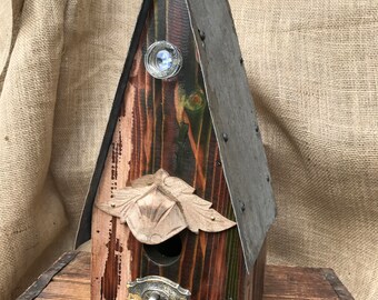 Rustic birdhouse, rustic, birdhouse, recycled, re-purposed