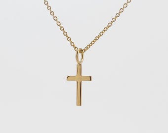Tiny Cross Necklace, Dainty Jewelry, Gold Cross Necklace, Baptism Gift, Tiny Cross Pendant, Minimal Cross Necklace, 14k Solid Gold