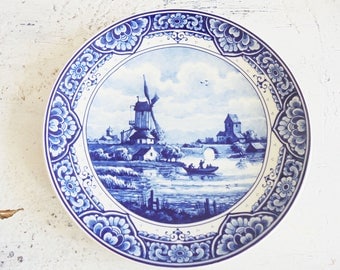Vintage wall plate Delft Holland windmill wall planters
