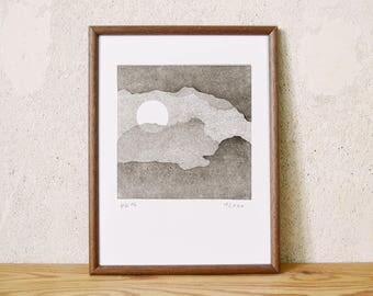 moon series 9 · original linocut · Limited Edition · DIN A5