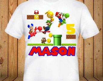 Super Mario Birthday Shirt - kids Birthday Shirts - Personalized Shirts - Custom Shirts - Kids - Birthday Shirts-
