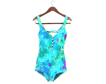 Vintage 1970s floral one piece swimsuit