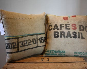 Burlap and linen cushions