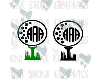 Download Golf Ball & Clubs Split SVG and DXF Monogram Last name