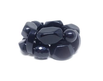Vintage Estate Black Lucite Stretch Gorgeous Bracelet