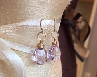 Pink Amethyst 14k gold-fill earrings