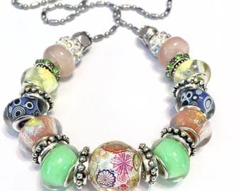 Pandora style Bead set 23 pieces large hole fits pandora biaggi summer pastels necklace or just the beads