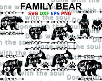 Family svg - Papa Bear svg - Arrow svg - Fathers day svg - Mama Bear svg - Svg eps dxf - Cutting files - Baby Bear svg