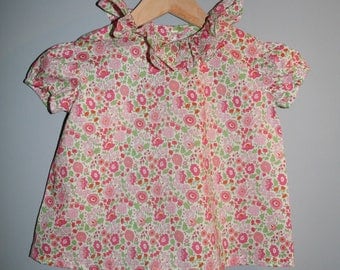 Baby girl short sleeve frill collar blouse
