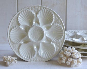 1 Vintage French 1950s Majolica OYSTER SHELL Plate- SARREGUEMINES- 5 plates available-