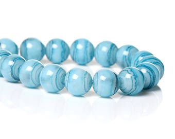 50 8mm turquoise colored glass beads