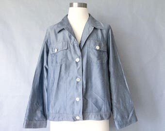 vintage silk jacket/ silk top/ silk shirt/ silk blouse/ silk blazer laura ashley women's size S/M