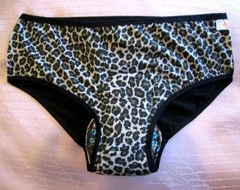MOON-PANTIES XXL~ Special underwear for women period! soft & comfy panties with a cloth pad ~ special size tiger underwear~ for heavy flow