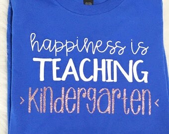 Customizable Grade level teacher tee, Happiness is Teaching teacher shirt, 1st grade squad, Teacher squad shirt, first day of school shirt