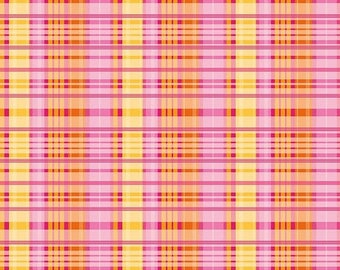 Sale Primavera Plaid in Tangerine Cotton Fabric by Patty Young for Riley Blake