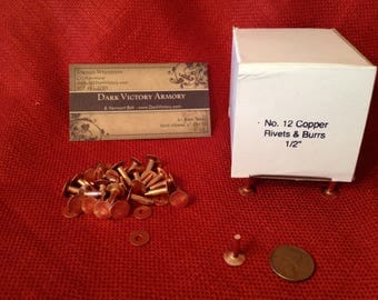 Copper Rivets & Burrs #12 x 1/2" Your choice of quantity - Made in USA SCA belt