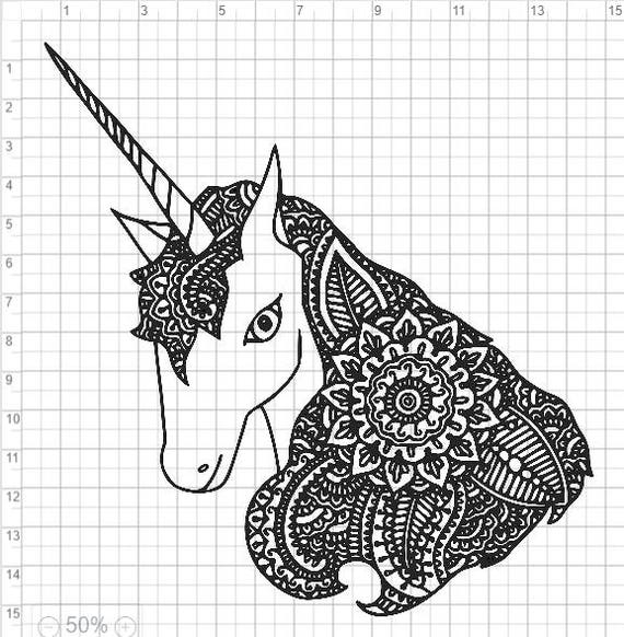 Mandala Style Unicorn SVG PDF EPS Dxf & Studio 3 Cut Files