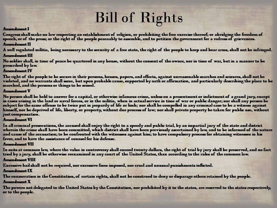 Bill of Rights Instant Digital Download Constitution Print