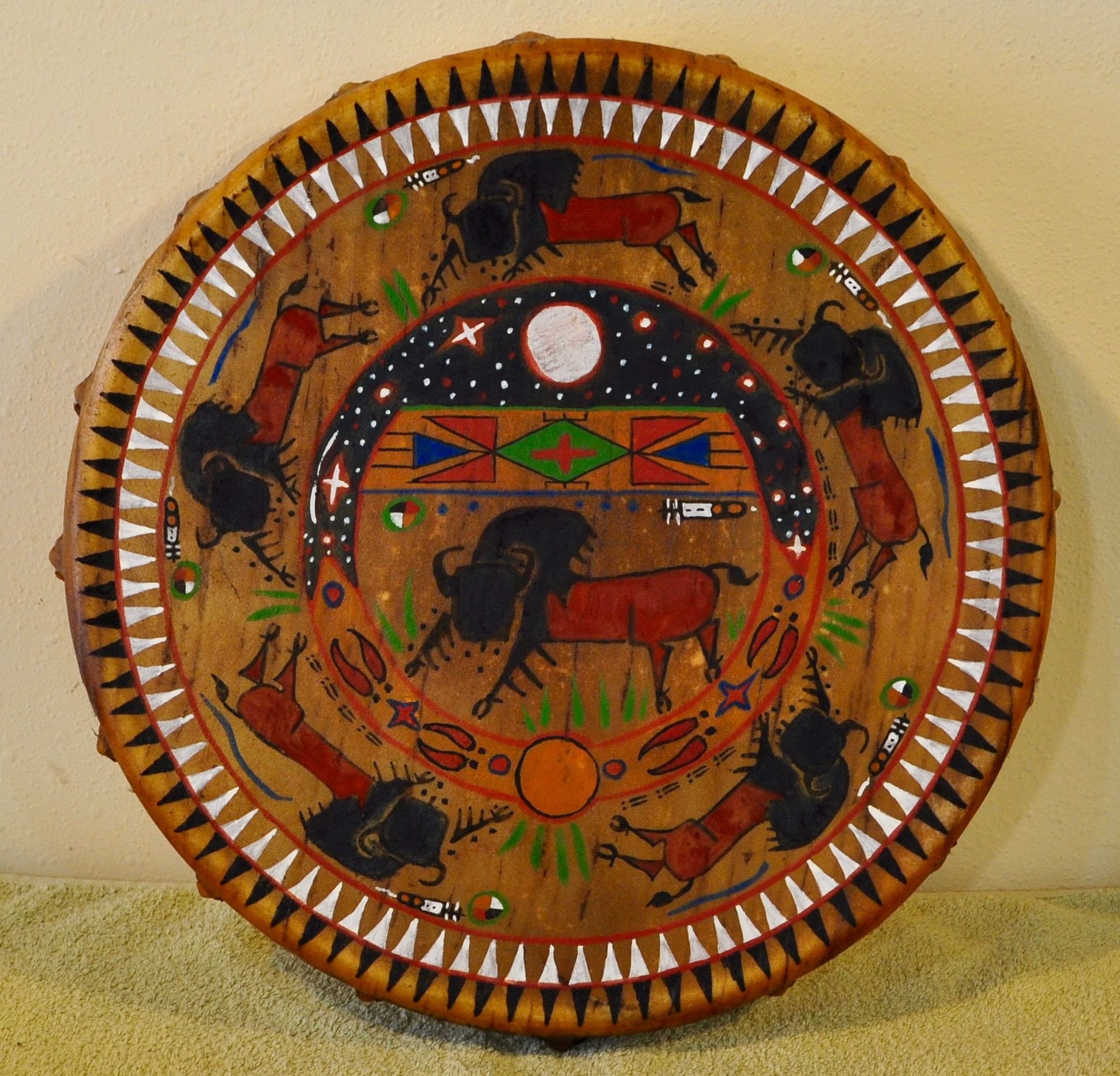Buffalo Power /Native American Drum Painted by Lakota Artist