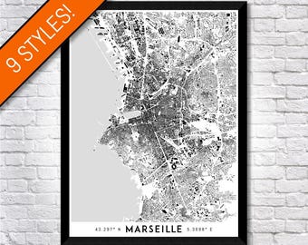 Buildings of Marseille map art | Printable Marseille map print, Marseille print, Marseille poster, Marseille art map, France map wall art