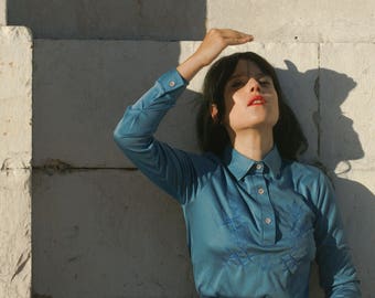 Vtg 70's dreamy blue blouse.