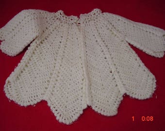 Vintage Handcrochet Baby Sweater, 0-3months, Good Cond