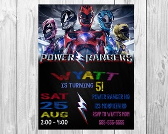 Power Rangers Invitation, Power Rangers Birthday Party Invitation, Power Rangers Party, Power Rangers Birthday