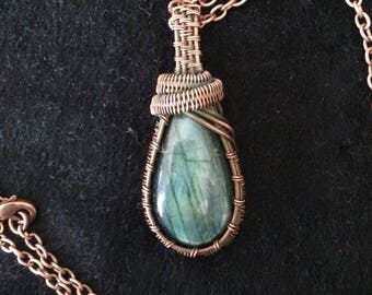 Blue labradorite and copper necklace