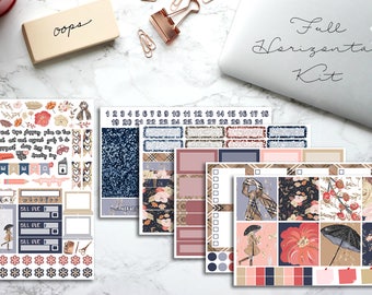 Horizontal Weekly Kit, Erin Condren Planner Stickers, Happy Planner, Recollections, No White Space, Autumn, Fall, Rainy Day, Fall Leaves
