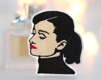 Audrey Hepburn Patch - Iron On - Embroidery Patch
